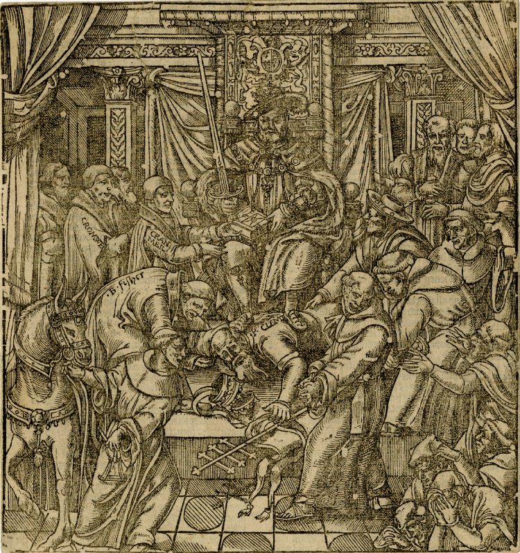 Henry VIII as Supreme Head of the English church, from Foxe's Book of Martyrs © The Trustees of the British Museum 1973 U 219